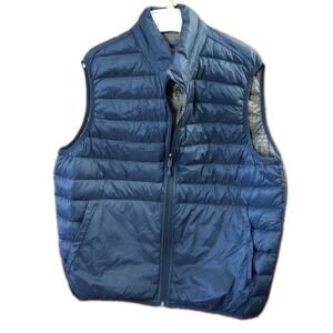 Hawke & co Packable Puffer Vest Sz M New reversable duck down blue Brown